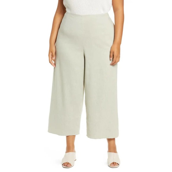 Vince Pants - NWT Vince Crop Wide Leg Linen Blend Pants Light Dove Women's Plus Size 24W 24